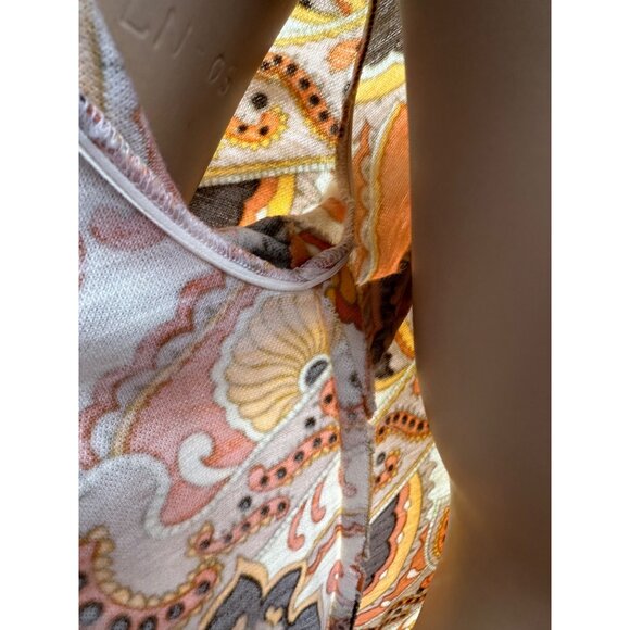 60s Groovy Print Knit Belted Shirt Dress 100% Virgin Wool Long Sleeve Orange Yel - Picture 16 of 16